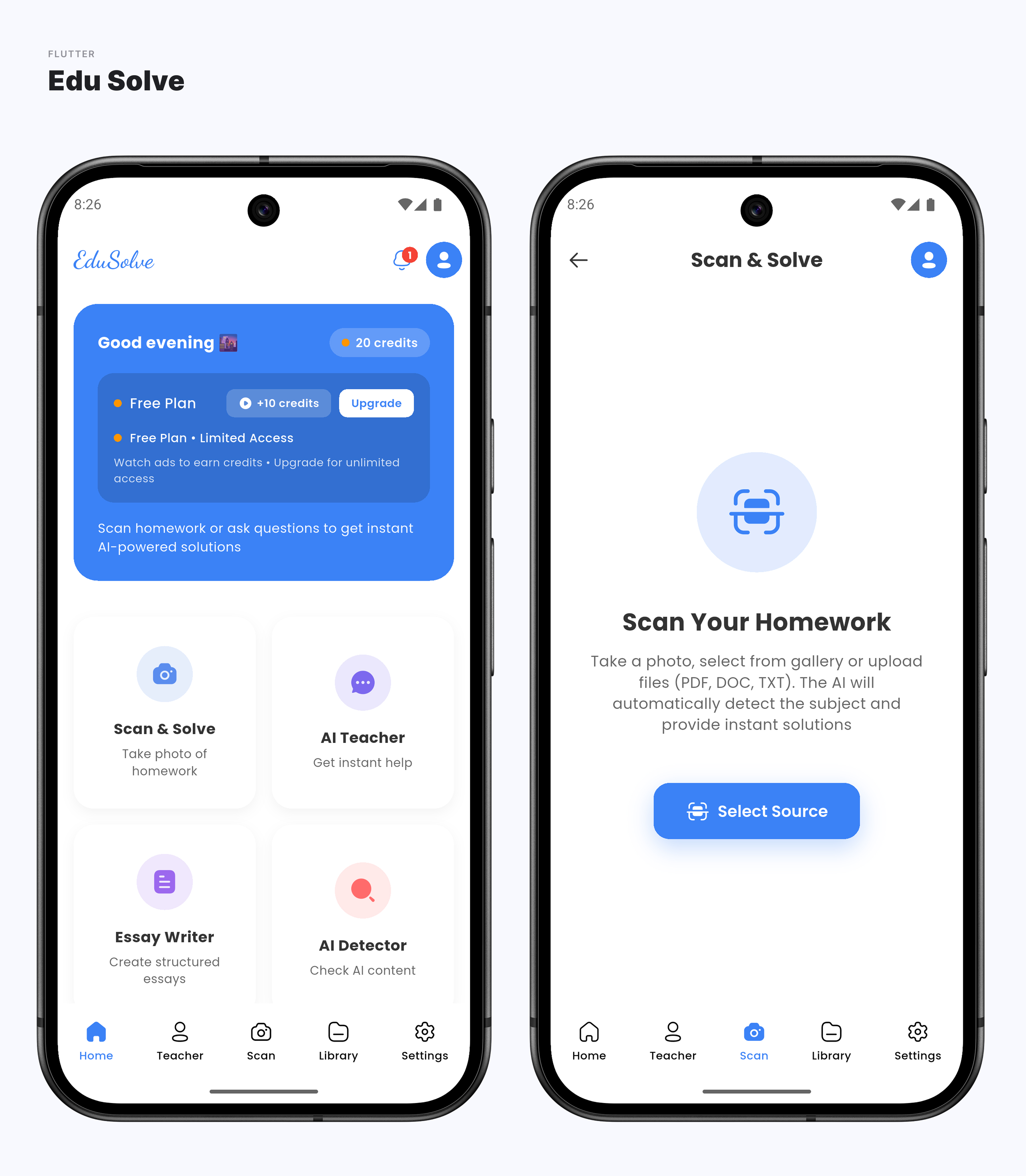 Edu Solve - AI Learning & Study Assistant Flutter App (Android & iOS)